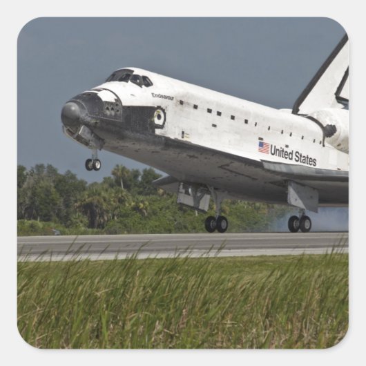 Shuttle Endeavor landing Kennedy Space Center Vierkante Sticker (Voorkant)