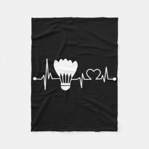 Shuttle Heartbeat Funny Badminton Player Gift Fleece Deken
