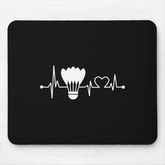 Shuttle Heartbeat Funny Badminton Player Gift Muismat (Voorkant)