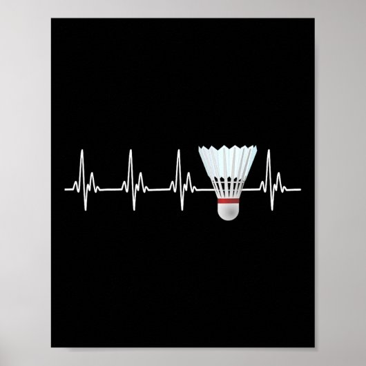 Shuttle Heartbeat Funny Badminton Speler Poster (Voorkant)
