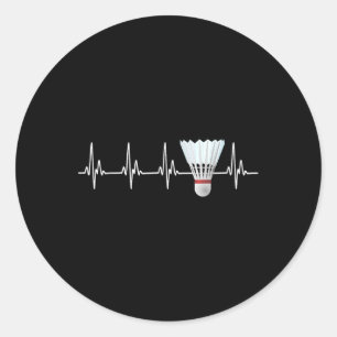 Shuttle Heartbeat Funny Badminton Speler Ronde Sticker