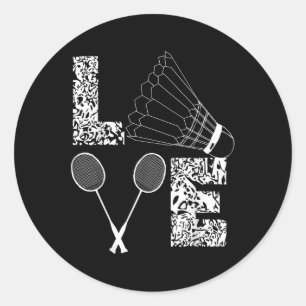 Shuttle Love Badminton Lover Racquet Smashs Ronde Sticker
