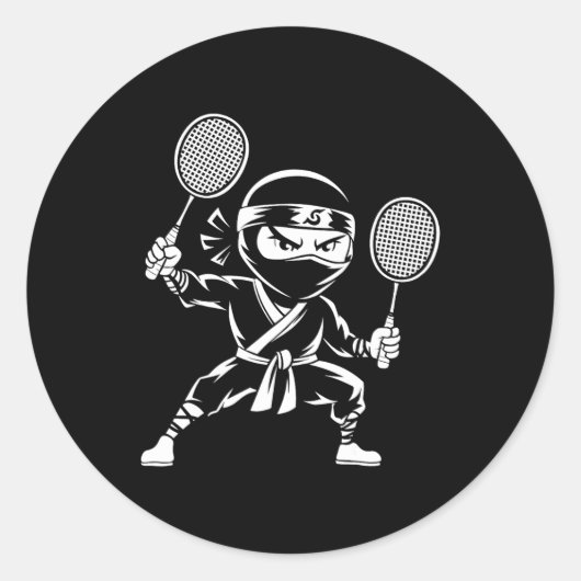 Shuttle Racquet Racket - Team Player Dominton Ninj Ronde Sticker (Voorkant)