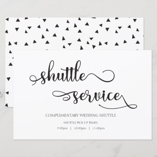 Shuttle Service Black White Wedding Sign (Voorkant / Achterkant)