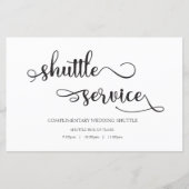 Shuttle Service Black White Wedding Sign (Voorkant)