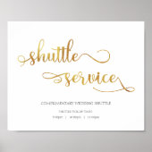 Shuttle Service Gold White Wedding Sign Poster (Voorkant)