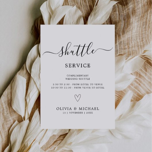 Shuttle Service Sign Wedding Transportation Sign Kaart