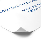 Shuttle Service Wedding Sign Navy Blue Calligraphy Poster (Hoek)