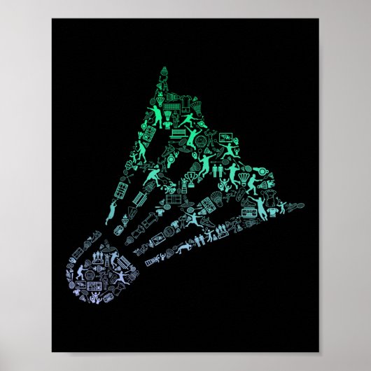Shuttle Silhouette Badminton Speler Shirt Heren Ba Poster (Voorkant)