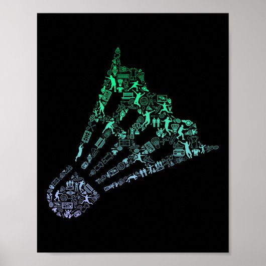Shuttle Silhouette Dminton Player Shirt Mannen Dmi Poster (Voorkant)