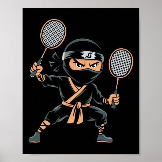 Shuttle Team Racket - Court Racquet Dominton Ninja Poster (Voorkant)
