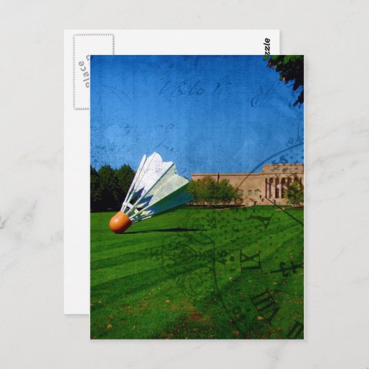 Shuttlecock op het gras briefkaart (Voorkant / Achterkant)