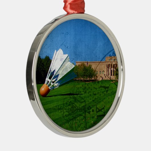 Shuttlecock op het gras metalen ornament (Rechts)