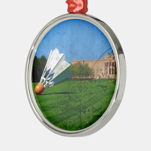 Shuttlecock op het gras metalen ornament (Links)