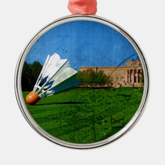 Shuttlecock op het gras metalen ornament (Voorkant)