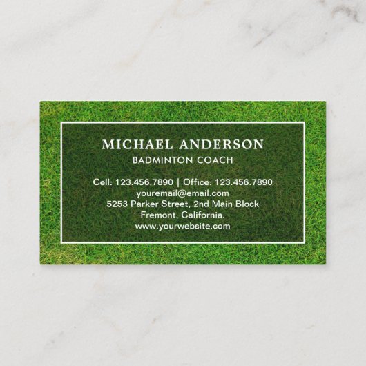 Shuttlecock Professional Badminton Coach Visitekaartje (Achterkant)