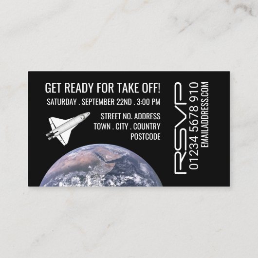 Shuttles Trip to the Moon, Birthday Party Ticket Informatiekaartje (Achterkant)