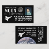Shuttles Trip to the Moon, Birthday Party Ticket Informatiekaartje (Voorkant / Achterkant)