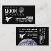 Shuttles Trip to the Moon, Birthday Party Ticket Informatiekaartje (Voorkant / Achterkant)