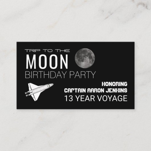 Shuttles Trip to the Moon, Birthday Party Ticket Informatiekaartje (Voorkant)