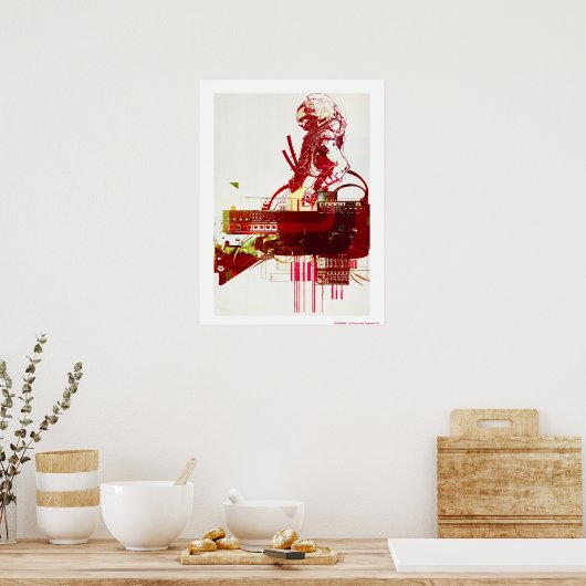 SHWANN: De futuristische Samurai DJ Poster (Keuken)