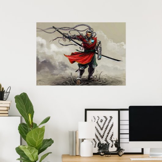 SHWANN: De futuristische Samurai DJ print (Thuiskantoor)