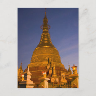 Shwe Myin Tin Tempel, schemering, Make Tehi Lar, Briefkaart