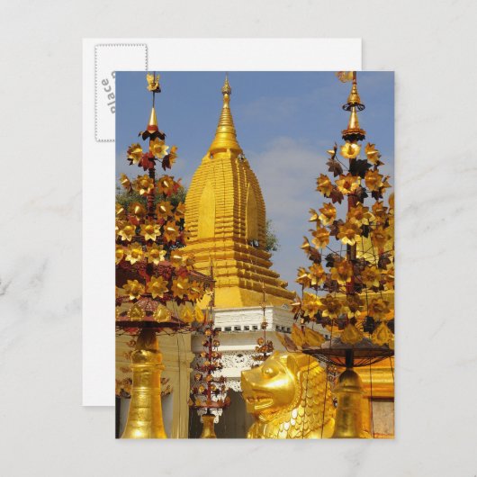Shwe Zigon Pagoda complex in Bagan (Pagan), Briefkaart (Voorkant / Achterkant)