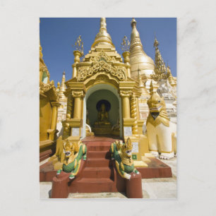 Shwedagon Pagoda (Paya), grote tempel site die 4 Briefkaart