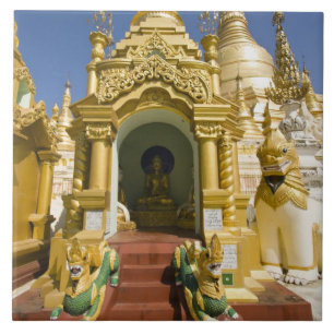 Shwedagon Pagoda (Paya), grote tempel site die 4 Tegeltje
