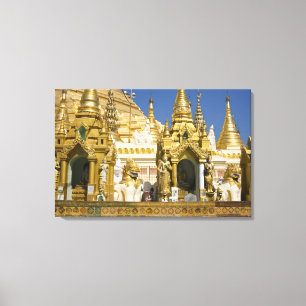 Shwedagon Pagoda (Paya), grote tempel site die Canvas Afdruk