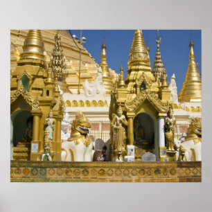 Shwedagon Pagoda (Paya), grote tempellocatie die Poster