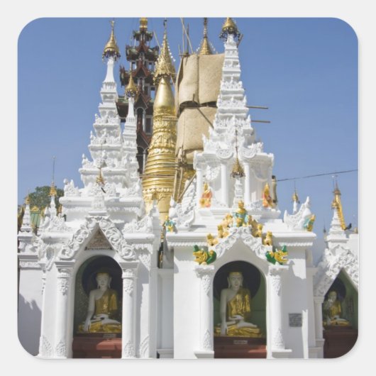 Shwedagon Pagoda (Paya), grote tempelsite die 2 Vierkante Sticker (Voorkant)