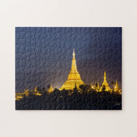 Shwedagon Pagoda 's Nachts Legpuzzel (Horizontaal)