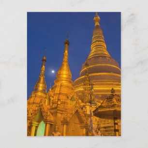 Shwedagon Pagoda 's nachts, Myanmar Briefkaart