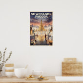 Shwedagon Pagoda Vintage Reisposter Poster (Keuken)