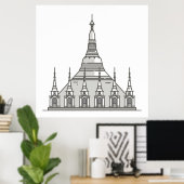 Shwedagon Pagoda Wereldlandmerken Poster (Thuiskantoor)