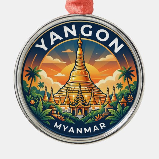 Shwedagon Pagode Myanmar Metalen Ornament (Voorkant)