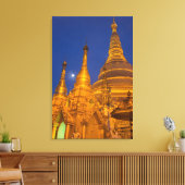 Shwedagon Pagode 's nachts, Myanmar Canvas Afdruk (Insitu (Woonkamer))