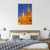 Shwedagon Pagode 's nachts, Myanmar Canvas Afdruk (Insitu (Slaapkamer))