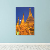 Shwedagon Pagode 's nachts, Myanmar Canvas Afdruk (Insitu (Houten vloer))