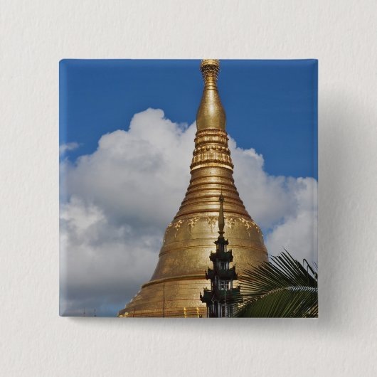 Shwedagon Pagode, Yangon, Myanmar Vierkante Button 5,1 Cm (Voorkant)