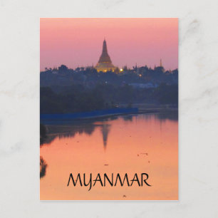 shwedagon sunset myanmar briefkaart