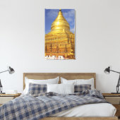 Shwezigon Pagoda in Bagan, Bagan (Pagan), 2 Canvas Afdruk (Insitu (Slaapkamer))