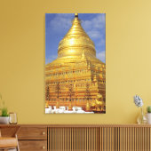Shwezigon Pagoda in Bagan, Bagan (Pagan), 2 Canvas Afdruk (Insitu (Woonkamer))