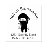 Shy Blushing Ninja Holding Origami Heart Adres Zelfinktende Stempel (Design)