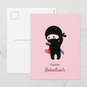 Shy Blushing Ninja Holding Origami Paper Heart Feestdagenkaart (Voorkant / Achterkant)