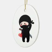 Shy Blushing Ninja Holding Origami Paper Heart Keramisch Ornament (Links)