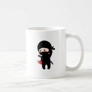 Shy Blushing Ninja Holding Origami Paper Heart Koffiemok