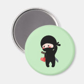 Shy Blushing Ninja Holding Origami Paper Heart Magneet (Voorkant / Achterkant)